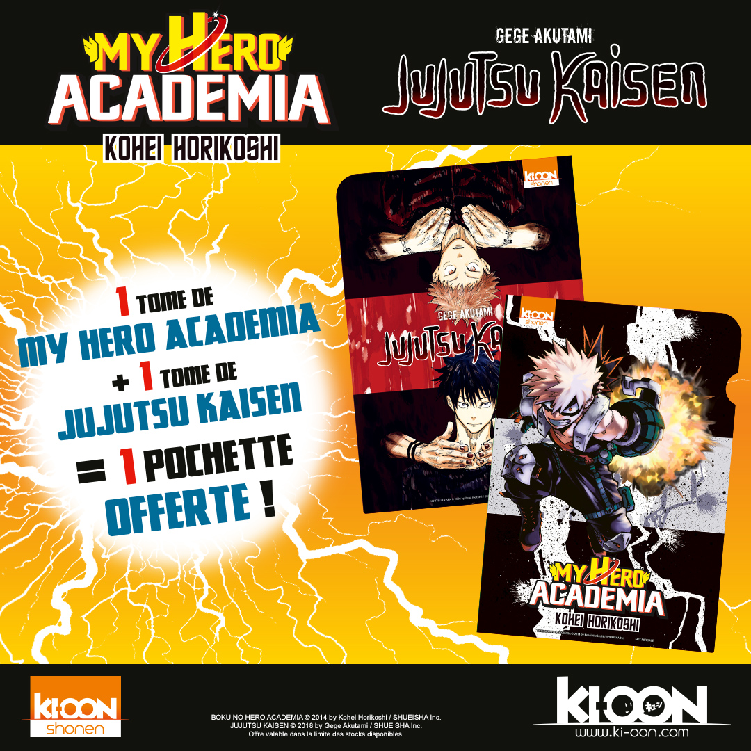 Des pochettes spéciales My Hero Academia et Jujutsu Kaisen en avril chez  Ki-oon !