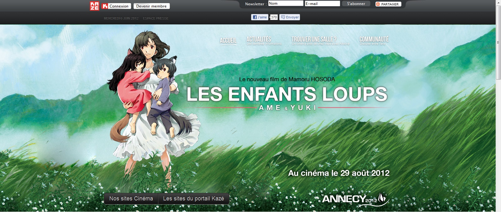 Découvrez le site et la bande-annonce des Enfants Loups, Ame et Yuki